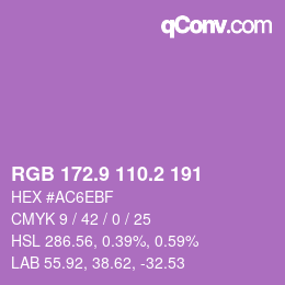 カラーコード: RGB 172.9 110.2 191 | qconv.com