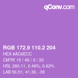 カラーコード: RGB 172.9 110.2 204 | qconv.com