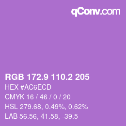 カラーコード: RGB 172.9 110.2 205 | qconv.com