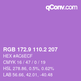 カラーコード: RGB 172.9 110.2 207 | qconv.com