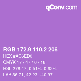 カラーコード: RGB 172.9 110.2 208 | qconv.com