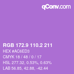 カラーコード: RGB 172.9 110.2 211 | qconv.com