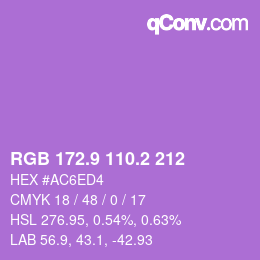 カラーコード: RGB 172.9 110.2 212 | qconv.com