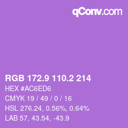 カラーコード: RGB 172.9 110.2 214 | qconv.com