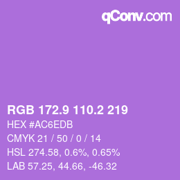 カラーコード: RGB 172.9 110.2 219 | qconv.com
