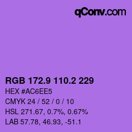 カラーコード: RGB 172.9 110.2 229 | qconv.com