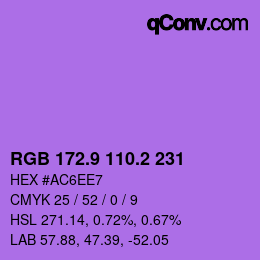 カラーコード: RGB 172.9 110.2 231 | qconv.com