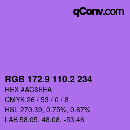 カラーコード: RGB 172.9 110.2 234 | qconv.com