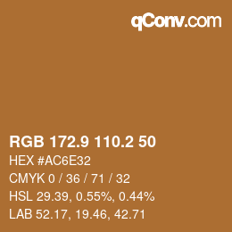 カラーコード: RGB 172.9 110.2 50 | qconv.com