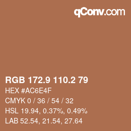 Color code: RGB 172.9 110.2 79 | qconv.com