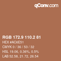 カラーコード: RGB 172.9 110.2 81 | qconv.com