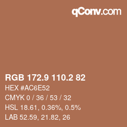 Color code: RGB 172.9 110.2 82 | qconv.com