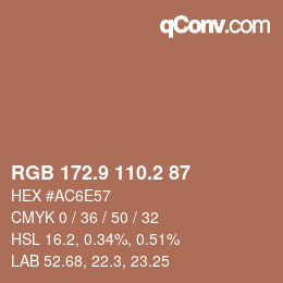 Farbcode: RGB 172.9 110.2 87 | qconv.com