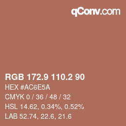 カラーコード: RGB 172.9 110.2 90 | qconv.com