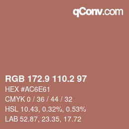 Color code: RGB 172.9 110.2 97 | qconv.com