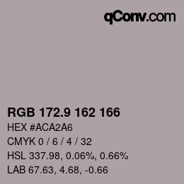 Color code: RGB 172.9 162 166 | qconv.com