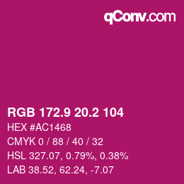 カラーコード: RGB 172.9 20.2 104 | qconv.com