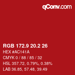 カラーコード: RGB 172.9 20.2 26 | qconv.com