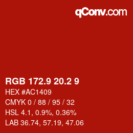 カラーコード: RGB 172.9 20.2 9 | qconv.com