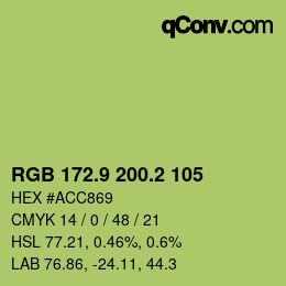 カラーコード: RGB 172.9 200.2 105 | qconv.com