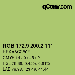 カラーコード: RGB 172.9 200.2 111 | qconv.com