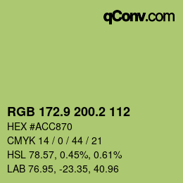 カラーコード: RGB 172.9 200.2 112 | qconv.com