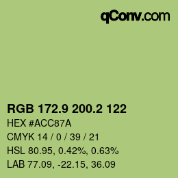 カラーコード: RGB 172.9 200.2 122 | qconv.com