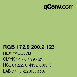 カラーコード: RGB 172.9 200.2 123 | qconv.com