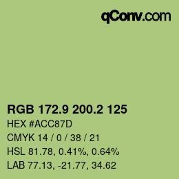 カラーコード: RGB 172.9 200.2 125 | qconv.com