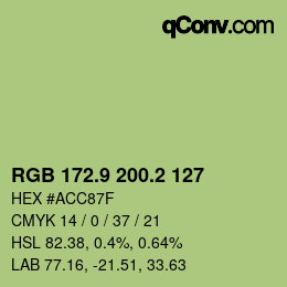 カラーコード: RGB 172.9 200.2 127 | qconv.com