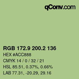 カラーコード: RGB 172.9 200.2 136 | qconv.com