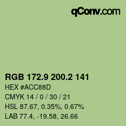 カラーコード: RGB 172.9 200.2 141 | qconv.com