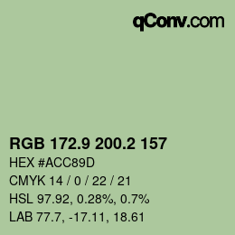 Color code: RGB 172.9 200.2 157 | qconv.com