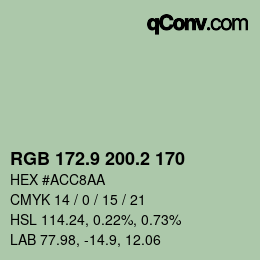 カラーコード: RGB 172.9 200.2 170 | qconv.com