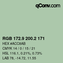カラーコード: RGB 172.9 200.2 171 | qconv.com