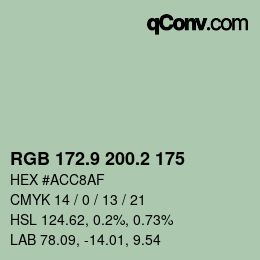 カラーコード: RGB 172.9 200.2 175 | qconv.com