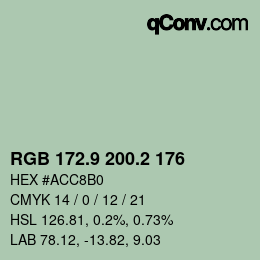 Color code: RGB 172.9 200.2 176 | qconv.com