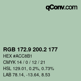 Color code: RGB 172.9 200.2 177 | qconv.com