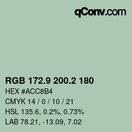カラーコード: RGB 172.9 200.2 180 | qconv.com