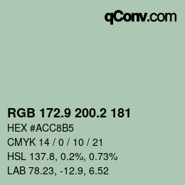 カラーコード: RGB 172.9 200.2 181 | qconv.com