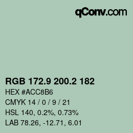 カラーコード: RGB 172.9 200.2 182 | qconv.com