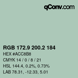 カラーコード: RGB 172.9 200.2 184 | qconv.com
