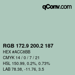 カラーコード: RGB 172.9 200.2 187 | qconv.com