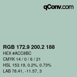 Color code: RGB 172.9 200.2 188 | qconv.com