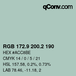 Color code: RGB 172.9 200.2 190 | qconv.com