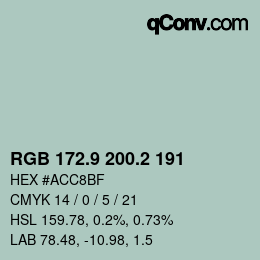 Color code: RGB 172.9 200.2 191 | qconv.com