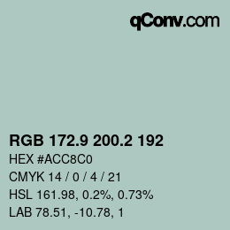 Color code: RGB 172.9 200.2 192 | qconv.com