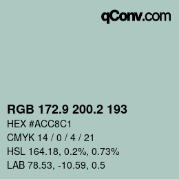 Color code: RGB 172.9 200.2 193 | qconv.com