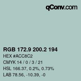 カラーコード: RGB 172.9 200.2 194 | qconv.com