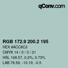 Color code: RGB 172.9 200.2 195 | qconv.com